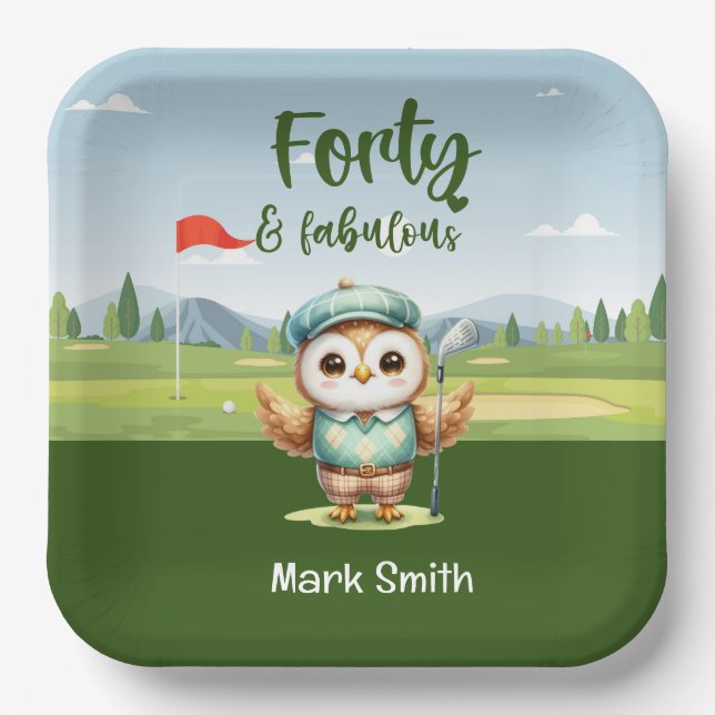 Assiettes En Carton Golf 40e anniversaire de la fête de golf (Recto)