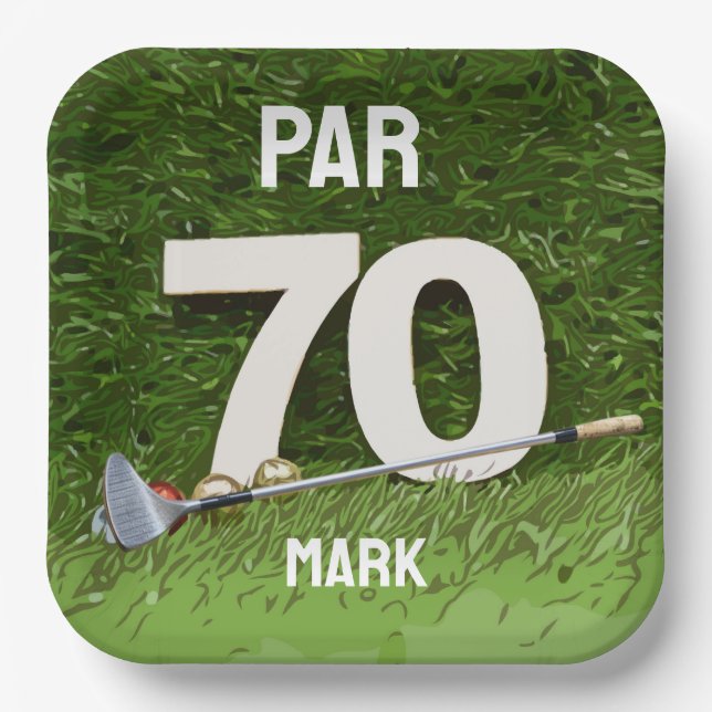 Assiettes En Carton Golf 70th Birthday Par soixante-dix pour golfeur (Recto)