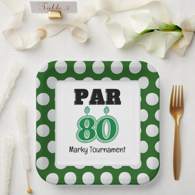 Assiettes En Carton Golf 80e anniversaire pour Golfer (Mariage)