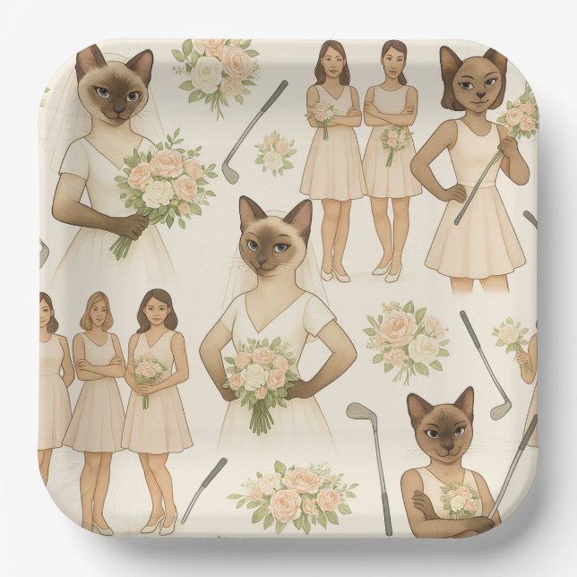 Assiettes En Carton Golf Bachelorette Équipe Birde (Recto)