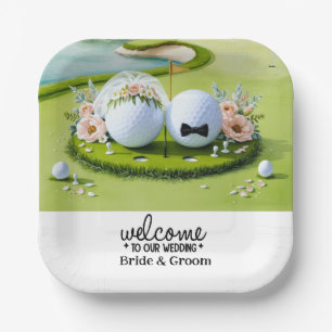 Assiettes En Carton Golf ball Mariée & Salle Bienvenue à notre Mariage