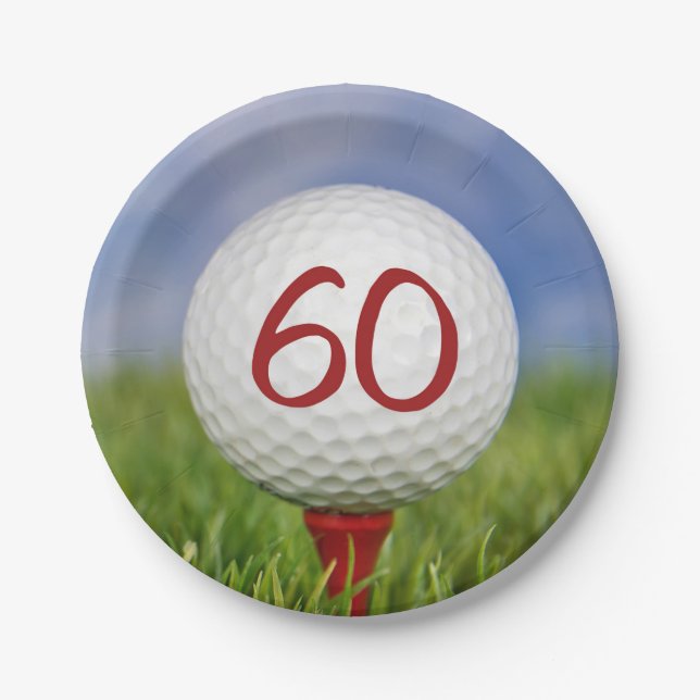 Assiettes En Carton Golf balle 60e anniversaire (Devant)