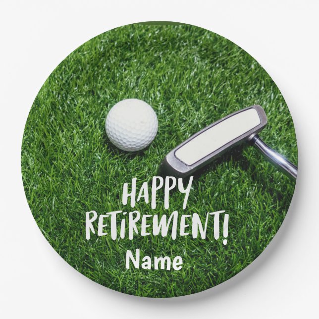 Assiettes En Carton Golf Bonne retraite Bonjour Pension pour golfeur (Devant)