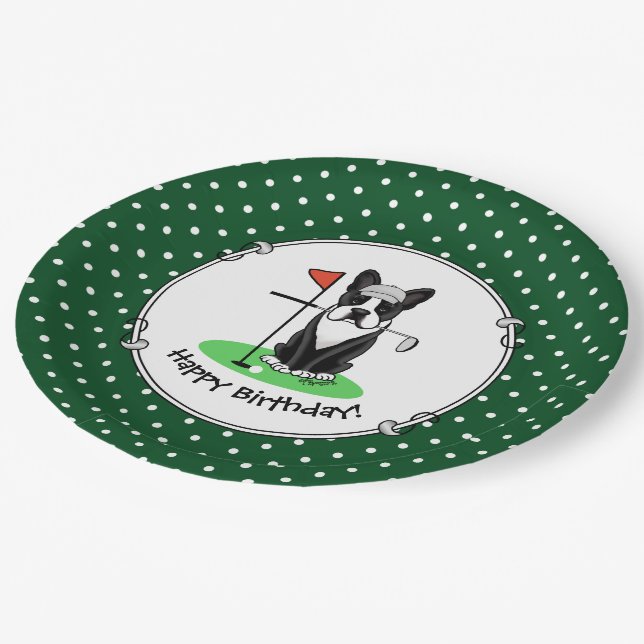 Assiettes En Carton Golf Boston Terrier (noir) mignon chien (Angle)
