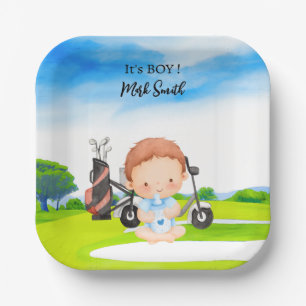 Assiettes En Carton Golf C'est un garçon pour le Baby shower
