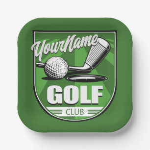Assiettes En Carton Golf Club NAME Pro Golfer Player Personnalisé