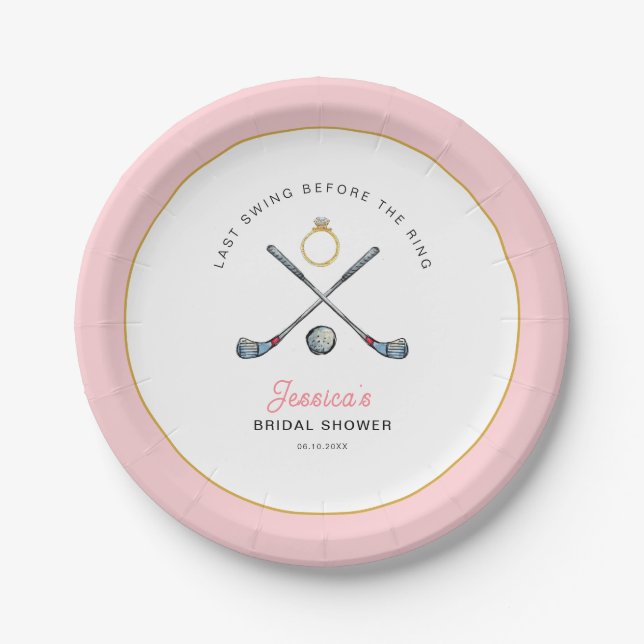 Assiettes En Carton Golf "Dernière balançoire avant l'anneau" Fête des (Devant)