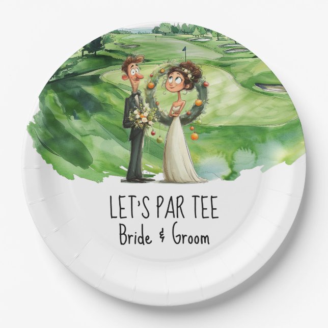 Assiettes En Carton Golf : faisons un Par avec les mariés sur le parco (Devant)
