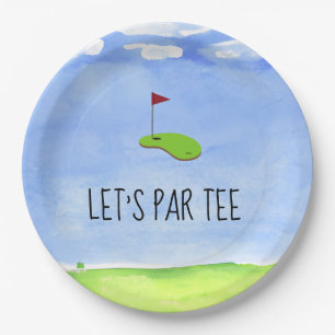 Assiettes En Carton Golf Let’s Par avec drapeau de golf sur Green Part