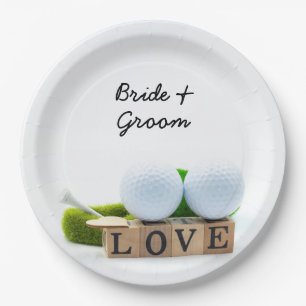 Assiettes En Carton Golf mariage marié marié avec amour
