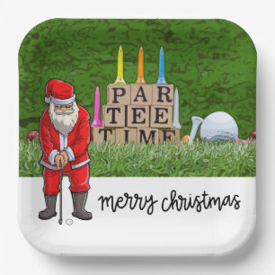 Assiettes En Carton Golf Par tee party Santa Claus Noël drôle