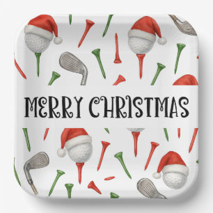 Assiettes En Carton Golf Par tee party Santa Hat Christmas drôle