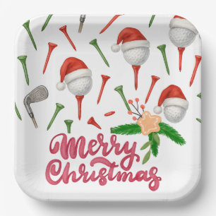 Assiettes En Carton Golf Par tee party Santa Hat Christmas drôle