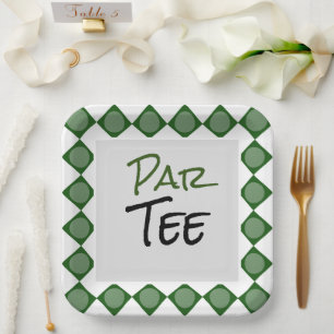 Assiettes En Carton Golf par tee word sur le motif de balle de golf 