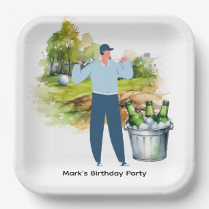 Assiettes En Carton Golfer Partons Tee pour la fête