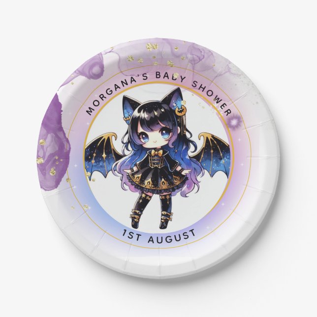 Assiettes En Carton Goth Baby Girl Douche Bat Vampire Merci (Devant)