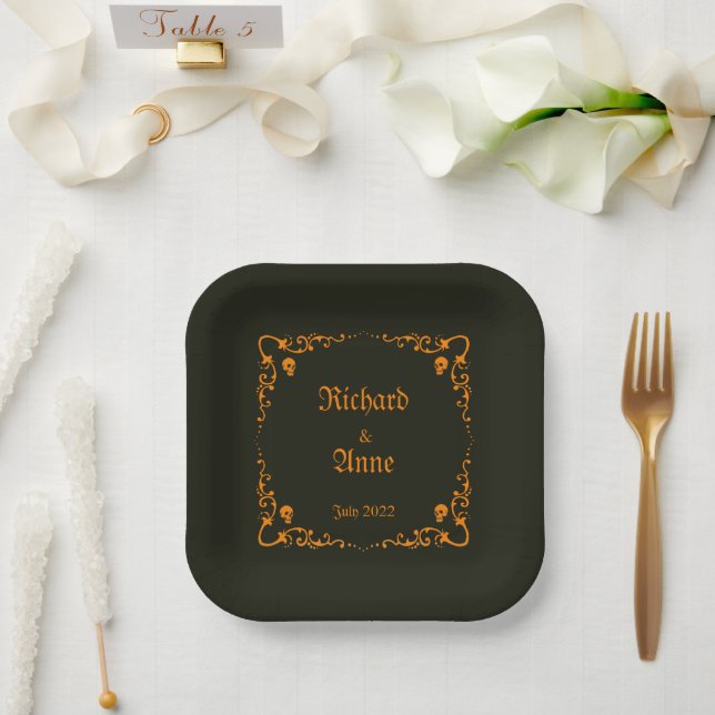 Assiettes En Carton Goth ou Mariage d'Halloween (Mariage)