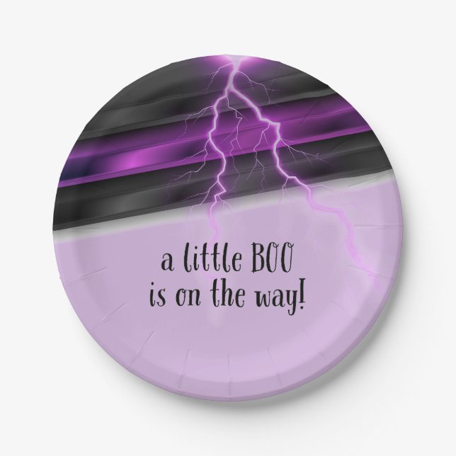 Assiettes En Carton Goth Purple Black Halloween Baby shower d'événemen (Devant)