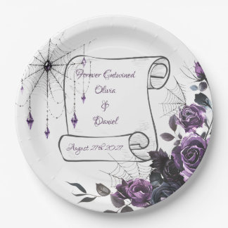 Assiettes En Carton Gothic Wedding Paper Plates Floral Dark Romance