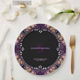 Assiettes En Carton Gothica Dark Magic Monogramme Mariage spécial de l