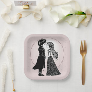 Assiettes En Carton Gothique Emo Enfants Kiss Valentine's Day