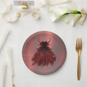 Assiettes En Carton Gothique Fairy Crimson Gown Fer rouge profond ra