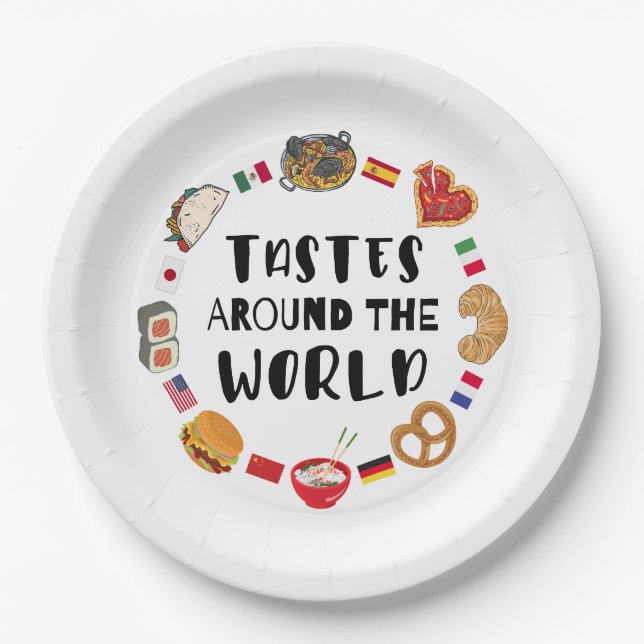 Assiettes En Carton Goûts à travers le monde (Devant)