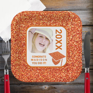Assiettes En Carton Grad Glam Orange Casquette Élégant Cool Photo Part