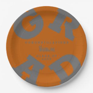 Assiettes En Carton GRAD gras Gris sur les plaques de graisse orange