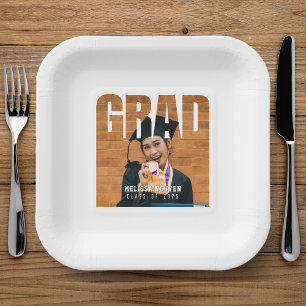 Assiettes En Carton Grad Photo White Graduation