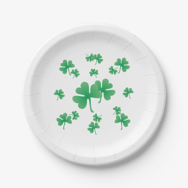 Assiettes En Carton Gradient Green Irish Shamrock Parti Motif irlandai (Devant)
