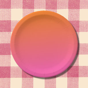 Assiettes En Carton Gradient orange et rose