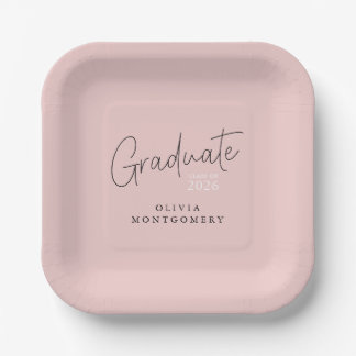 Assiettes En Carton Graduate Modern Script Graduation Party