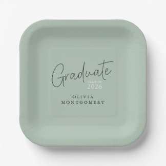 Assiettes En Carton Graduate Modern Script Graduation Party