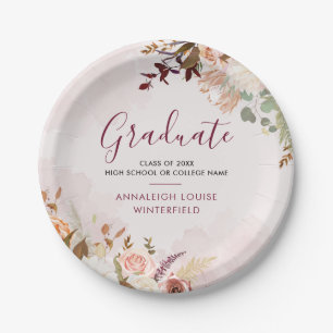 Assiettes En Carton Graduation 2025 Floral Grad Party