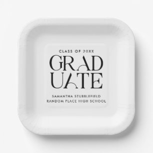 Assiettes En Carton Graduation 2025 Typographie Moderne Grad Party
