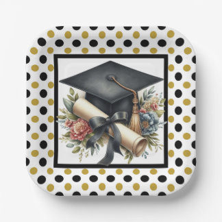 Assiettes En Carton Graduation Cap And Diploma
