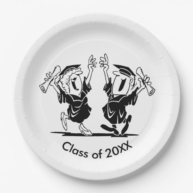 Assiettes En Carton Graduation Couple Classe de 20XX Plaques en papier (Devant)