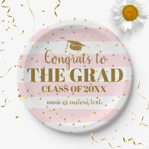 Assiettes En Carton Graduation Fêtes Grad Gold Parties scintillant Str