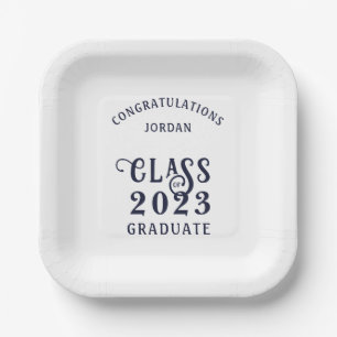 Assiettes En Carton Graduation Marine Classe Bleue Année Nom du congrè