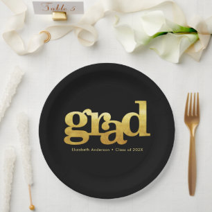 Assiettes En Carton Graduation moderne audacieuse or feuille typograph