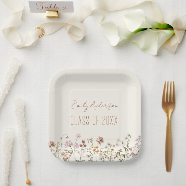 Assiettes En Carton Graduation Terracotta Fleur sauvage Boho Grad (Mariage)