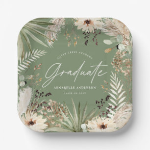 Assiettes En Carton Graduel moderne pampas herbe sauge vert élégant