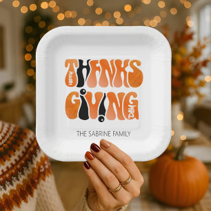 Assiettes En Carton Graffiti blanc moderne Thanksgiving automne automn
