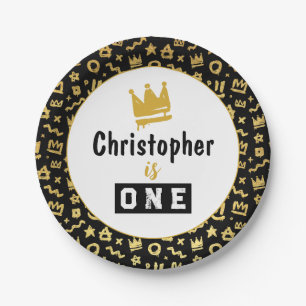 Assiettes En Carton Graffiti Hip hop Tags Black and Gold Rap Doodles P