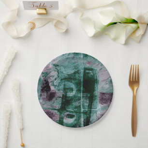 Assiettes En Carton Graffiti peint Grunge Moody Plum Purple Green