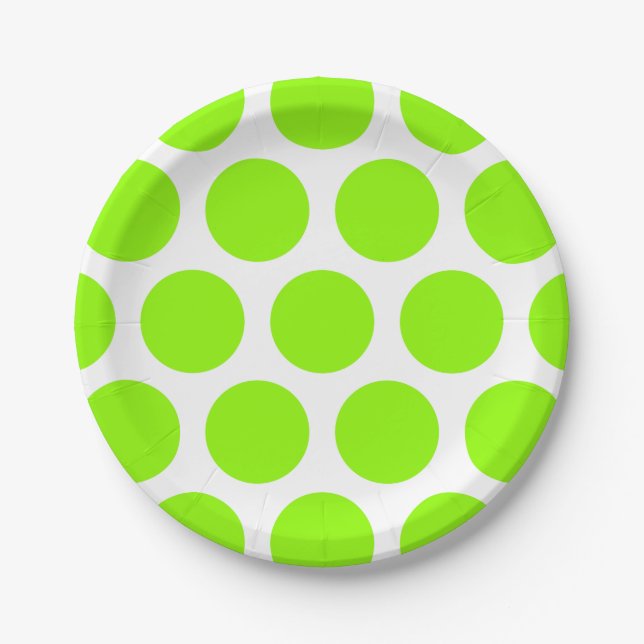 Assiettes En Carton Grand motif de pois : Vert clair (Devant)
