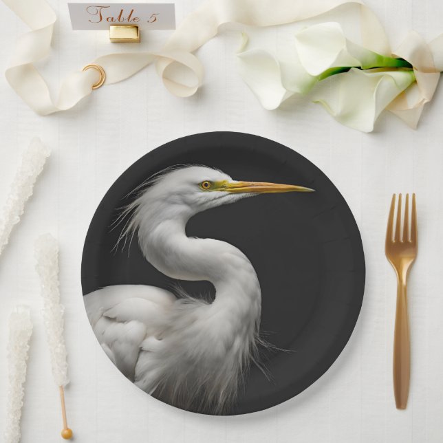 Assiettes En Carton Grand Portrait d'aigle blanche II (Mariage)