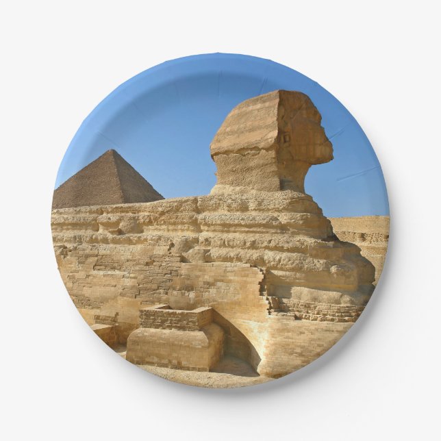 Assiettes En Carton Grand Sphinx de Gizeh avec la pyramide de Khafre - (Devant)