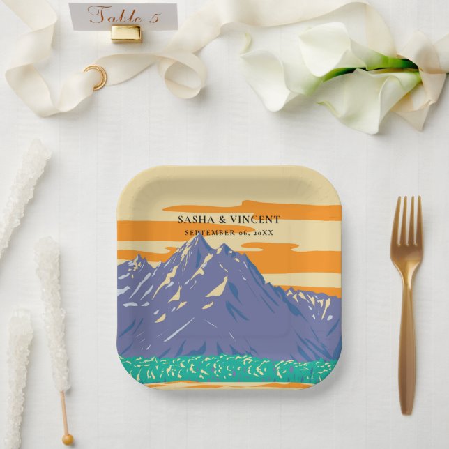 Assiettes En Carton Grand Teton National Park Mariage Retro (Mariage)